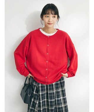 CRAFT STANDARD BOUTIQUE 裏毛リングドットカーディガン Red