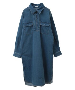 CRAFT STANDARD BOUTIQUE 裏起毛デニムヘンリーワンピース Blue