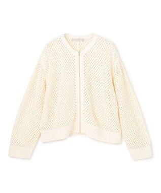 UNFILO L クロシェレースニット ZIPカーディガン エクリュ