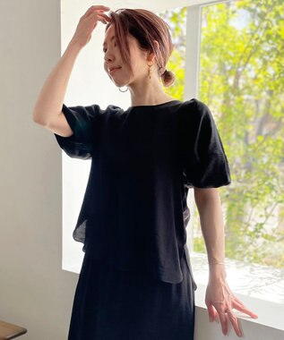 UNFILO 【セットアップ対応】ウォッシャブル UVケア ブラウス ブラック系