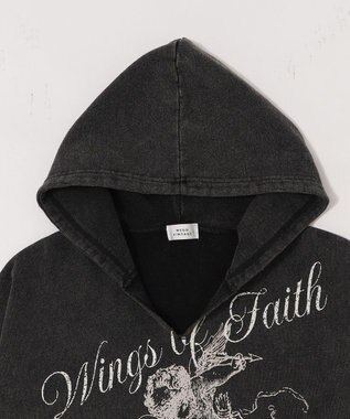 WEGO 【ユニセックス着用ITEM】ヴィンテージグラフィックキーネックプルパーカー ブラックその他