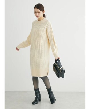 Green Parks ケーブルニットミニワンピース Ecru