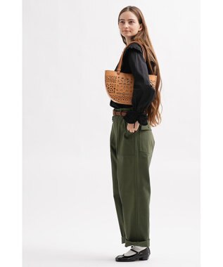 genten セイル カットワーク トートバッグ ヌメベージュ