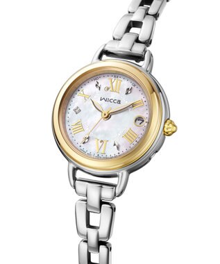 CITIZEN 【ソーラーテック電波時計】シルバー×ゴールドのアクセサリー感覚腕時計 シルバー