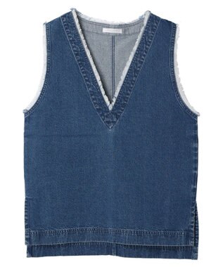 Green Parks Ｖネックフリンジベスト Light Indigo
