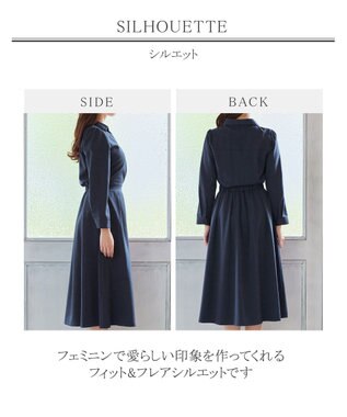 Tiaclasse L 【洗える】小顔効果も期待できるスキッパーシャツワンピース ネイビー