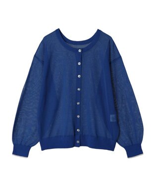 AMERICAN HOLIC バイカラーシアーニットカーディガン Blue