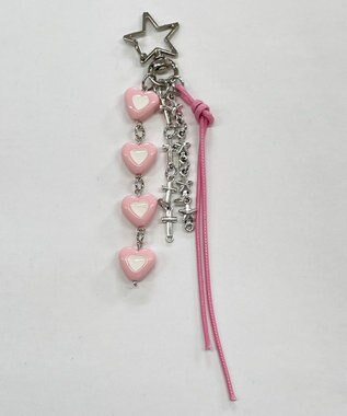 WEGO 4連カラーハートキーホルダー ピンク