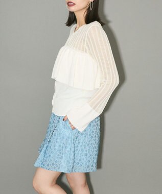 Green Parks ２ＷＡＹ　ラッフル切替ニットトップス Ivory