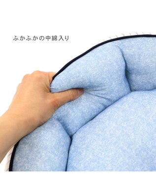 PET PARADISE ペットパラダイス クールカドラー 《シャンブレー》 丸型 Ｓ ホワイト×ブルー