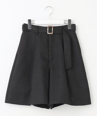 Feroux 【洗える】ベルテッドショート パンツ ブラック系