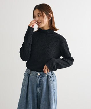 Green Parks ・Ｐｅｔｉｔ　Ｆｌｅｕｒ　ジャガードハイネックロンＴ Black