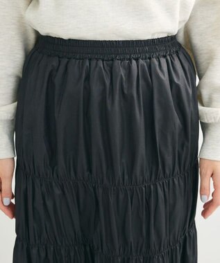 Green Parks チンツ加工シャーリングスカート Black