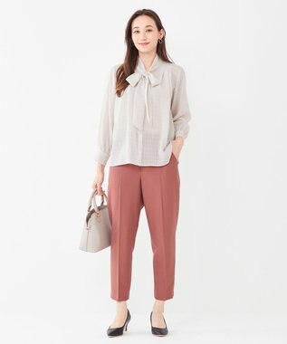 ANY SIS 【美人百花11月号掲載】シャドーチェックボウタイ ブラウス ローズグレー