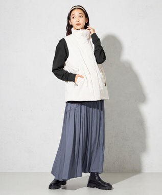 SHARE PARK LADIES 【洗える】ポリエステルシャンブレースカート ネイビー