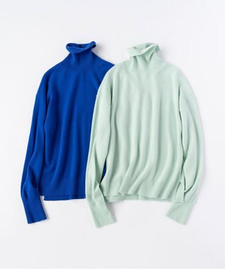 23区 【滝沢眞規子さん着用/洗える】ピュアカシミヤ タートルネック ニット スモーキーグリーン系