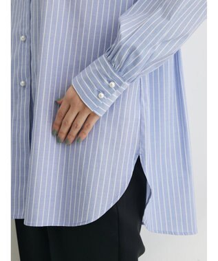 Green Parks パール釦ストライプシャツ Stripe Sax