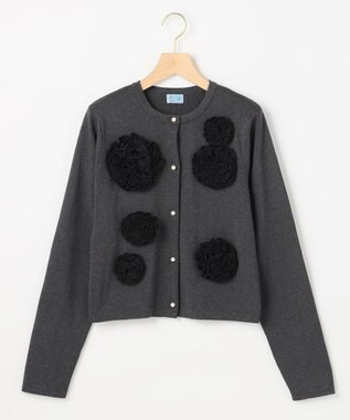 組曲 S 【組曲×setsuko sagittaire】ボンボンフラワーニット カーディガン グレー系