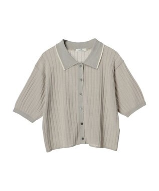 earth music&ecology ラインポロニットカーディガン Light Gray