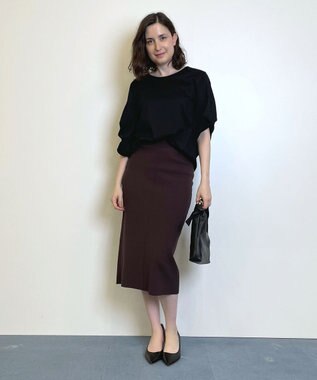 自由区 【WEB限定/洗える/セット着用可】レーヨンストレッチ タイトスカート ダークブラウン系