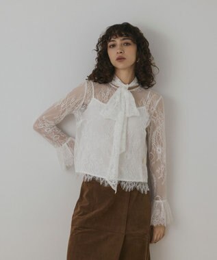 GRACE CONTINENTAL レースボウタイブラウス ホワイト