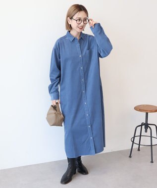 AMERICAN HOLIC コーデュロイシャツワンピース Blue