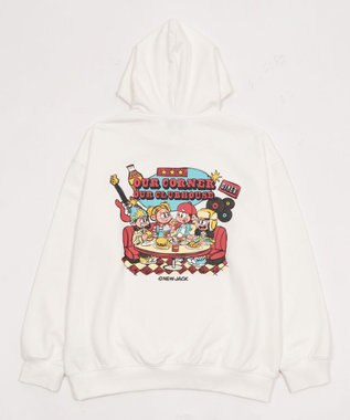 WEGO 【ユニセックス着用ITEM】別注NEWJACKグラフィックプルパーカー ホワイト