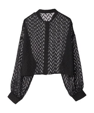 earth music&ecology ツッキリジャガードショートブラウス Black