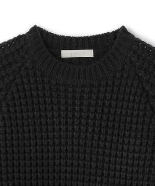UNFILO MENS 【男女兼用】ウールポップコーン クルーネック ニット ブラック