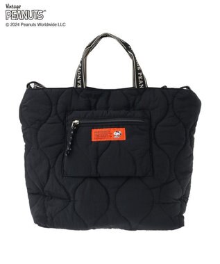 Green Parks ■ＰＥＡＮＵＴＳ　キルティングトートＬ Black