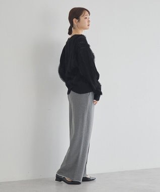 earth music&ecology チュールフリルニットカーディガン Black