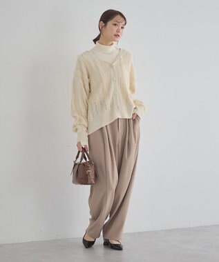 earth music&ecology チュールフリルニットカーディガン Ecru