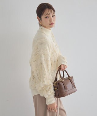 earth music&ecology チュールフリルニットカーディガン Ecru