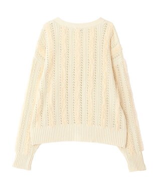 earth music&ecology チュールフリルニットカーディガン Ecru