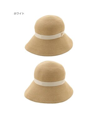 MOONBAT 【1級遮光/遮熱】FURLA(フルラ)クッションリボン ペーパーブレード 広つばハット 帽子 チャーム付き ホワイト