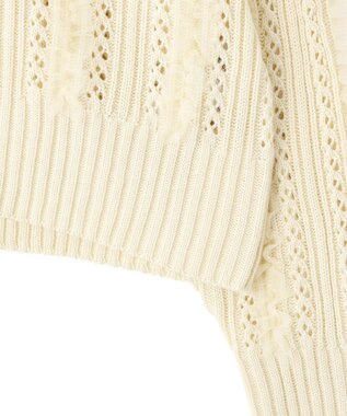 earth music&ecology チュールフリルニットカーディガン Ecru