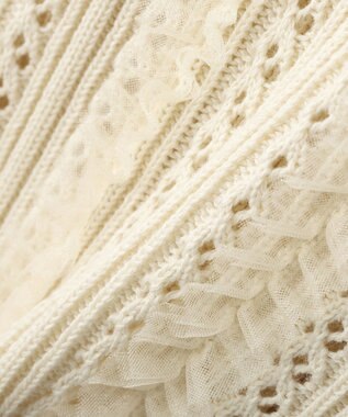 earth music&ecology チュールフリルニットカーディガン Ecru