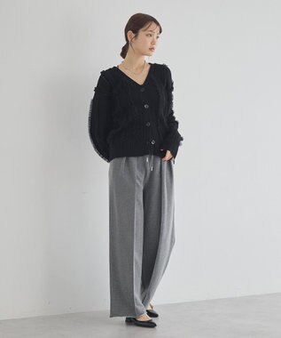 earth music&ecology チュールフリルニットカーディガン Black