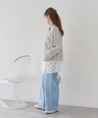 earth music&ecology 【予約】【綿100％】ダブルジップワッフルカーディガン フラワー