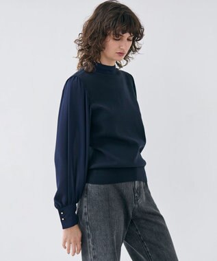 BEIGE， 【洗える・Precious3月号掲載】PROTEA / 異素材バックタイディティールニット Navy