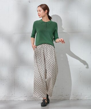 ANY L 【洗濯機可能】ポロカラーニット リーフグリーン