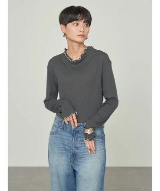 AMERICAN HOLIC バイカラーシアータートルプルオーバー Charcoal Gray