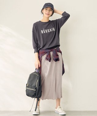 ANY L オンブレーチェックオーバーシャツ バーガンディ系