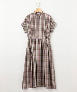 組曲 【リボンタイ付き】シアーツイルチェック ワンピース ベージュ系3