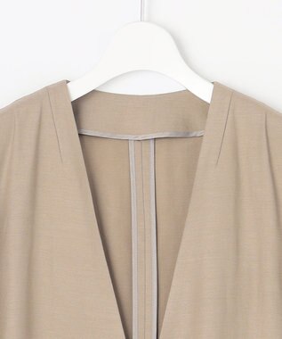 自由区 【XSサイズ～/洗える/セット可】キュプラリネンシャンタン ノーカラージャケット ベージュ系