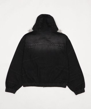 WEGO 【ユニセックス着用ITEM】ファーフードスラッシュデニムブルゾン デニムブラックソノタ