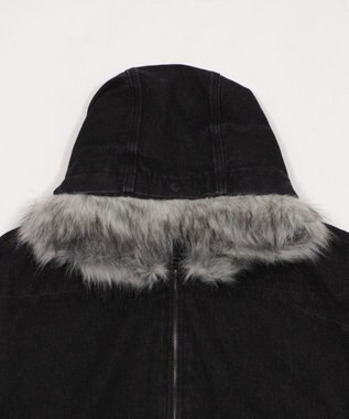 WEGO 【ユニセックス着用ITEM】ファーフードスラッシュデニムブルゾン デニムブラックソノタ