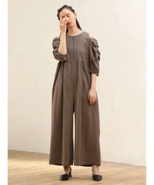 Green Parks ■ＥＳＣＡＲ　タックスリーブワイドオールインワン Gray Beige