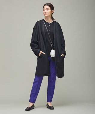 ICB 【洗える】 エクストラファインメリノ ヘンリーネックプルオーバー ブラック系