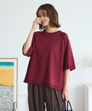 Green Parks トレーナー風ニットプルオーバー Red